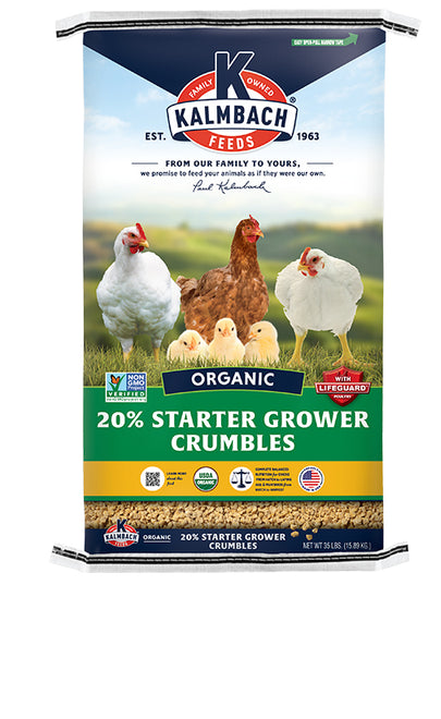 Kalmbach 20% Organic Starter Grower Crumbles — 35 lb bag
